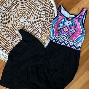 Colorful Print Stretch Maxi Dress